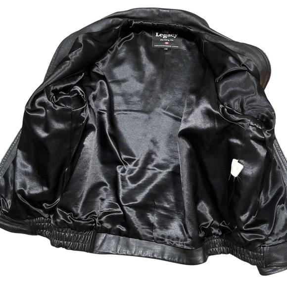 Vintage Diamond Aircraft Logo Aviator Bomber Leather Jacket Mens Large - Picture 11 of 15